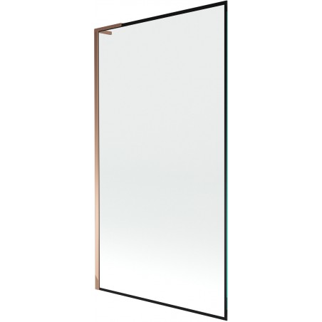 Mexen Next L egyszárnyas fürdőkádparaván 100 x 150 cm, fekete keret, rózsaarany - 895-100-000-03-70-60