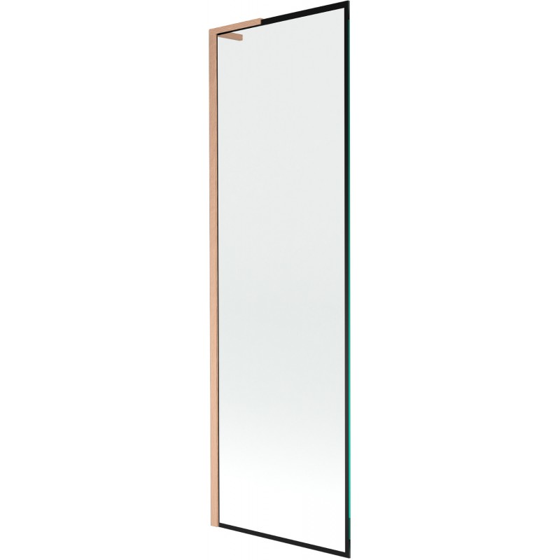 Mexen Next L egyoldalú fürdőszobai paraván 60 x 150 cm, fekete minta, kefe réz - 895-060-000-03-70-65