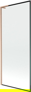 Mexen Next L fürdőkád paraván 1-szárnyú 80 x 150 cm, fekete keret, kefe hatású réz - 895-080-000-03-70-65