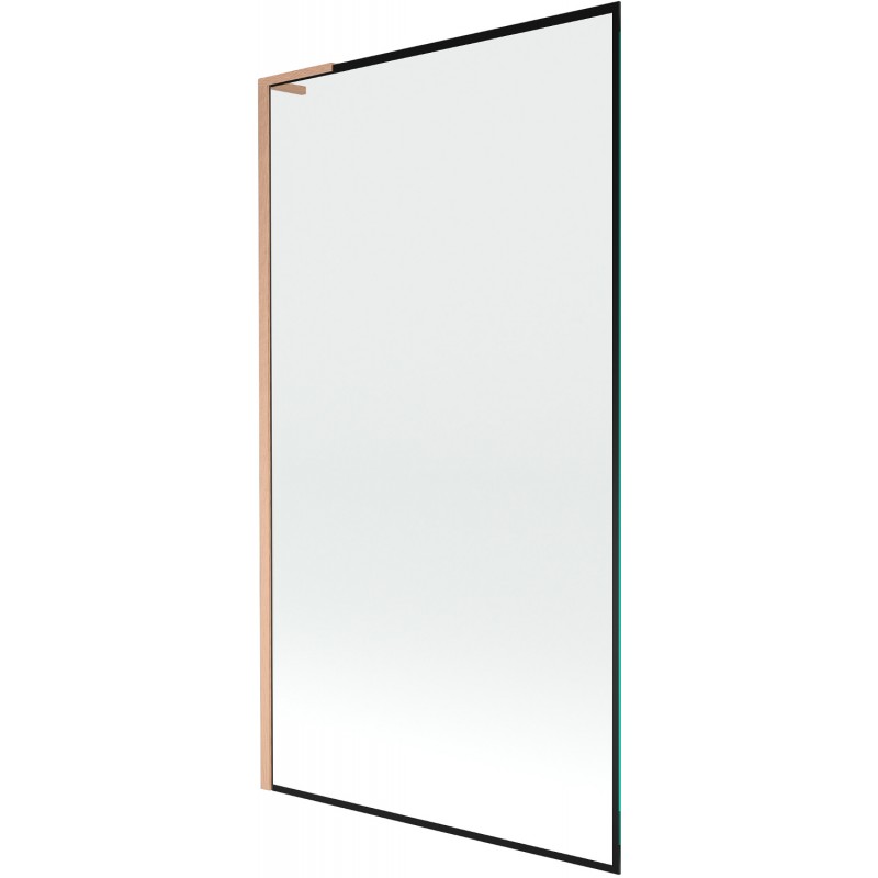 Mexen Next L kádparaván 1 szárnyú 100 x 150 cm, fekete keret, kefe hatású réz - 895-100-000-03-70-65