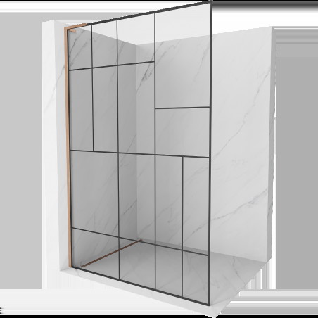 Mexen Kioto L panou de duș Walk-in 90 x 200 cm, model negru, cupru periat - 800-090-103-65-78