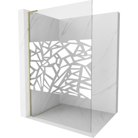 Mexen Kioto L zuhanyfal Walk-in 110 x 200 cm, fehér mintás, arany - 800-110-103-50-85