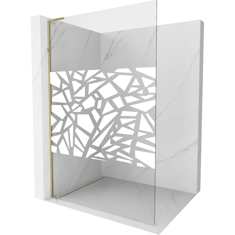 Perete de duș Mexen Kioto L Walk-in 120 x 200 cm, model alb, auriu - 800-120-103-50-85