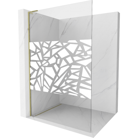 Perete de duș Mexen Kioto L Walk-in 120 x 200 cm, model alb, auriu - 800-120-103-50-85