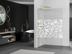 Mexen Kioto L perete de duș Walk-in 70 x 200 cm, model alb, finisaj auriu periat - 800-070-103-55-85