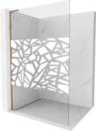 Mexen Kioto L Walk-in zuhanyfal 70 x 200 cm, fehér minta, rózsaszín arany - 800-070-103-60-85