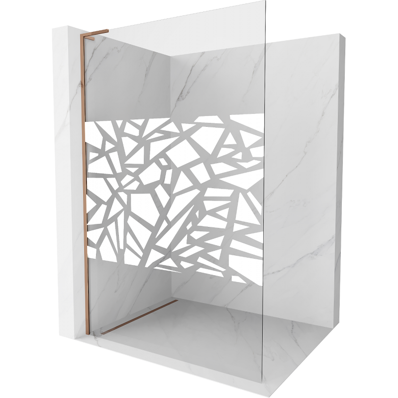 Mexen Kioto L perete de duș Walk-in 80 x 200 cm, model alb, aur roz - 800-080-103-60-85