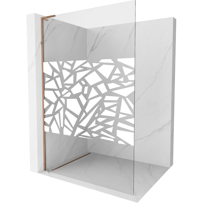 Mexen Kioto L şcianka prysznicowa Walk-in 120 x 200 cm, biały wzór, różowe złoto - 800-120-103-60-85