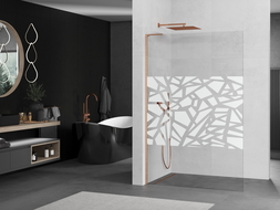 Mexen Kioto L Walk-in zuhanyfal 100 x 200 cm, fehér minta, csiszolt réz - 800-100-103-65-85