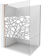 Mexen Kioto L Walk-in zuhanyfal 100 x 200 cm, fehér minta, csiszolt réz - 800-100-103-65-85