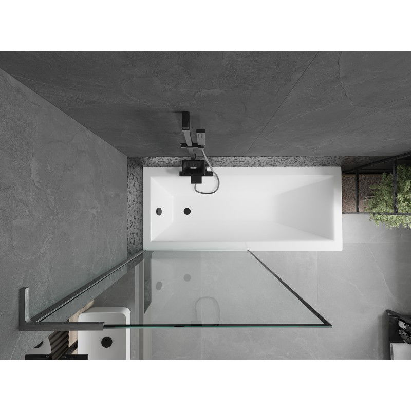 Mexen Next L fürdőkádparaván 1-szárnyú 90 x 150 cm, fekete keret, gun gray kefélt - 895-090-000-03-70-66