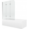 Mexen Vega cadă dreptunghiulară 150 x 70 cm cu panouri si paravan cu 3 aripi 120 cm, transparent, Crom - 550115070X9012030100