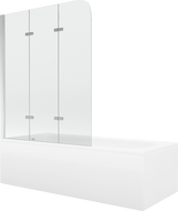 Mexen Vega cadă dreptunghiulară 150 x 70 cm cu panouri si paravan cu 3 aripi 120 cm, transparent, Crom - 550115070X9012030100