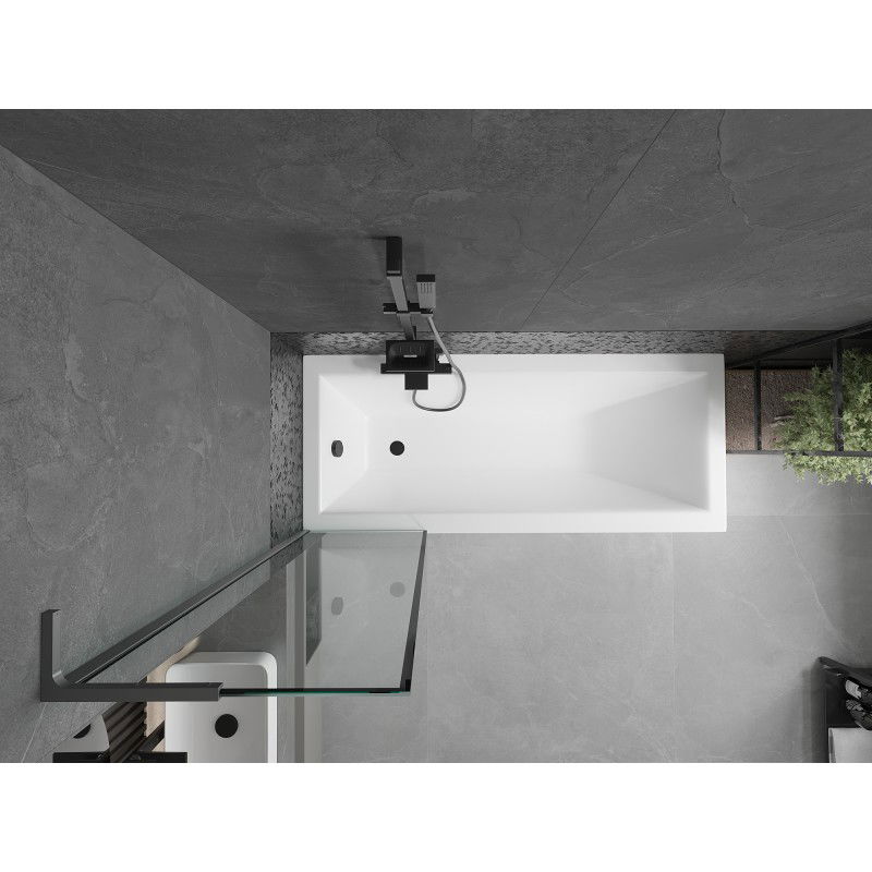 Mexen Next L paravan cadă 1-canat 50 x 150 cm, ramă neagră, metal armat - 895-050-000-03-70-95