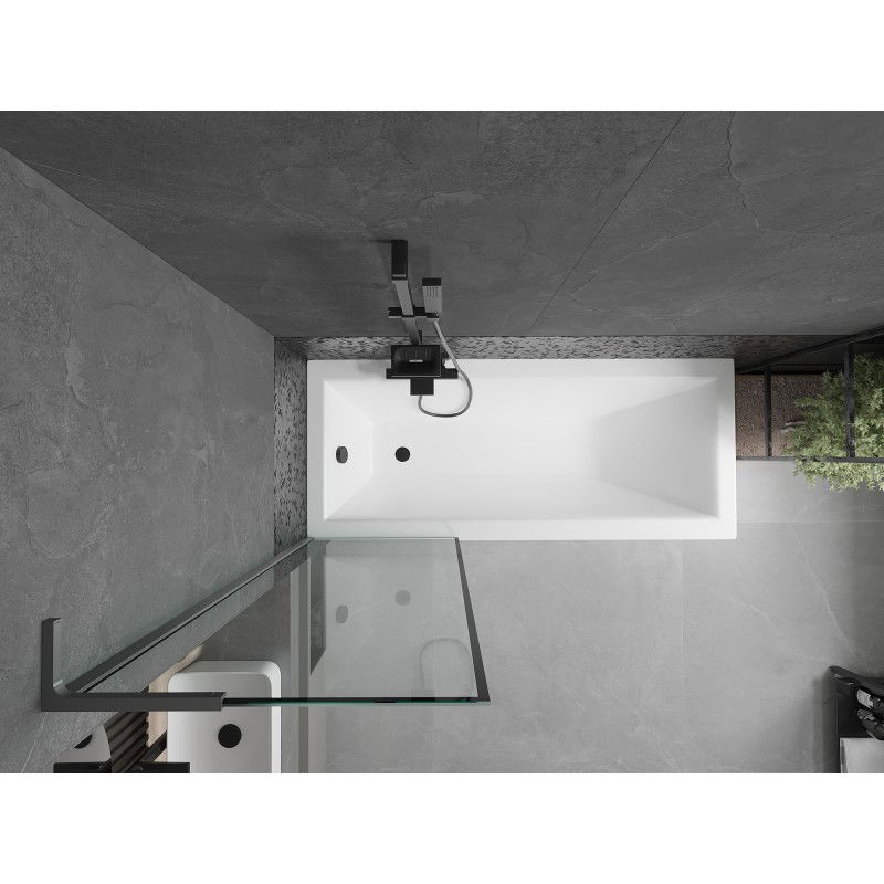 Mexen Next L paravan cadă, 1-panou, 60 x 150 cm, ramă neagră, gun metal - 895-060-000-03-70-95