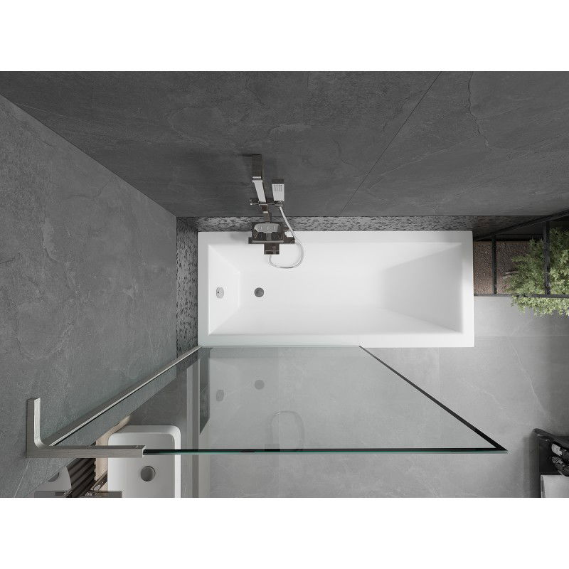 Mexen Next L kádparaván 1-szárnyú 100 x 150 cm, fekete keret, gun metal - 895-100-000-03-70-95