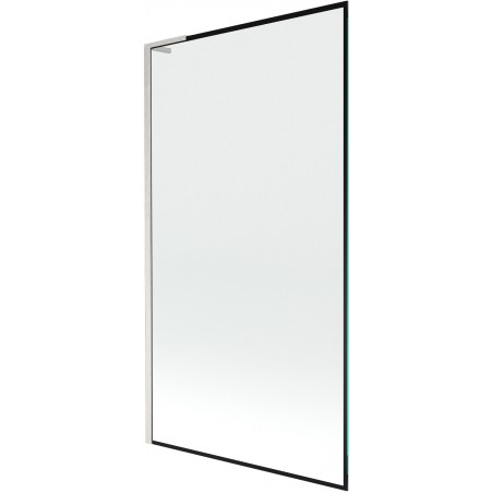 Mexen Next L kádparaván, 1 szárnyú, 100 x 150 cm, fekete keret, csiszolt nikkel - 895-100-000-03-70-97