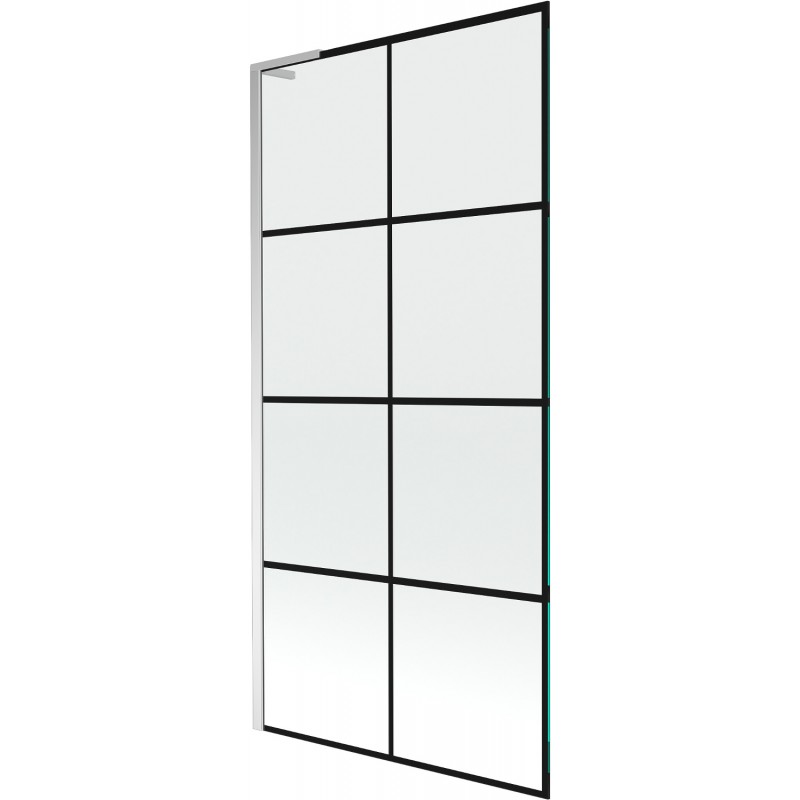 Mexen Next L paravan pentru cadă, 1 aripă, 90 x 150 cm, grilaj negru, crom - 895-090-000-03-77-01