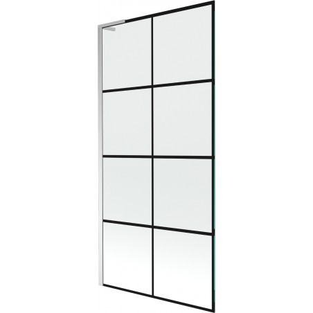 Mexen Next L paravan pentru cadă, 1 aripă, 90 x 150 cm, grilaj negru, crom - 895-090-000-03-77-01