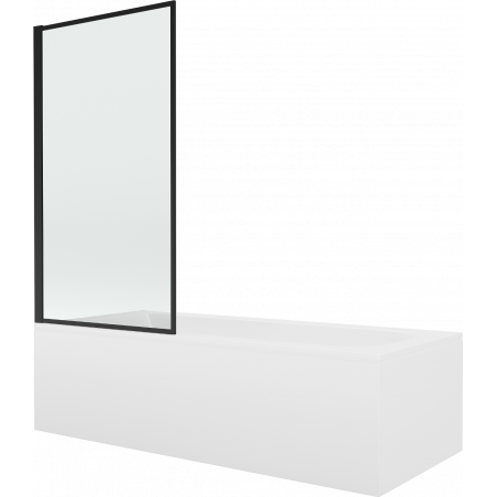 Mexen Vega cadă dreptunghiulară 150 x 70 cm cu panouri si paravan cu 1 aripă 70 cm, Model negru fix - 550115070X9307007070