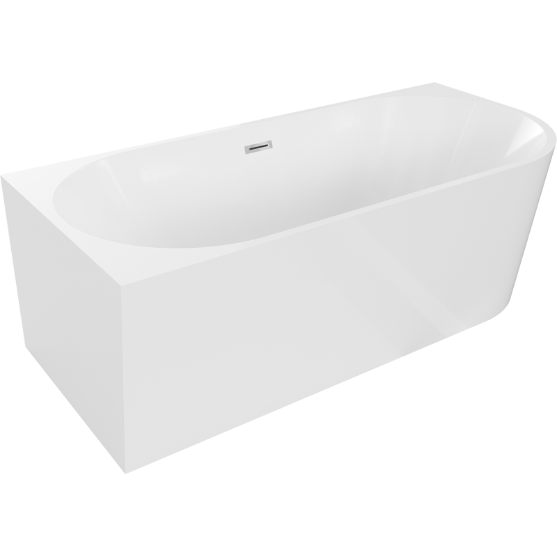 Cadă de baie Mexen Mia, freestanding, colț stâng, 150 x 75 cm, alb, cu preaplin crom - 52691507500L-01
