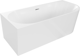 Cadă de baie Mexen Mia, freestanding, colț stâng, 150 x 75 cm, alb, cu preaplin crom - 52691507500L-01