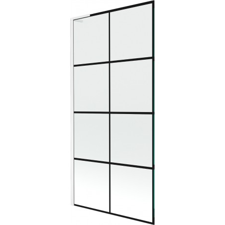 Mexen Next L paravan de cadă 1-canată 90 x 150 cm, grilaj negru, alb - 895-090-000-03-77-20