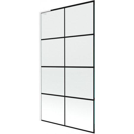 Paravan de baie Mexen Next L cu 1 panou 100 x 150 cm, model negru, alb - 895-100-000-03-77-20