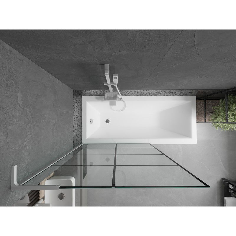 Mexen Next L fürdőkád paraván 1 szárnyas 100 x 150 cm, fekete rácsos, fehér - 895-100-000-03-77-20