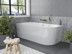 Cada wanna freestanding lewa 150 x 75 cm, alb, evacuare auridi de perie - 52691507500L-55