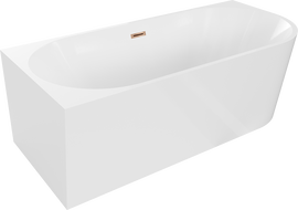 Mexen Mia cada tub freestanding colțar stânga 150 x 75 cm, alb, evacuat aur roz - 52691507500L-60