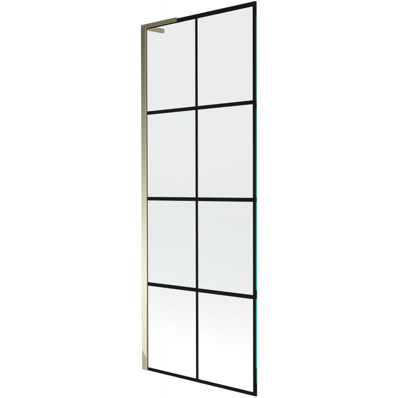 Mexen Next L egyirányú fürdőképernyő 70 x 150 cm, fekete rácsos, arany - 895-070-000-03-77-50