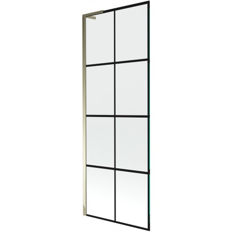 Mexen Next L egyirányú fürdőképernyő 70 x 150 cm, fekete rácsos, arany - 895-070-000-03-77-50