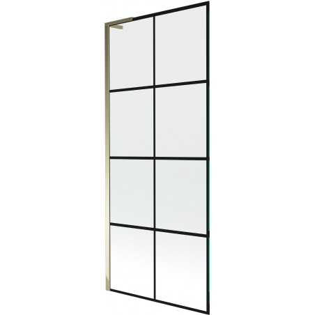 Mexen Next L ecran de baie 1-canat 80 x 150 cm, grilaj negru, auriu - 895-080-000-03-77-50