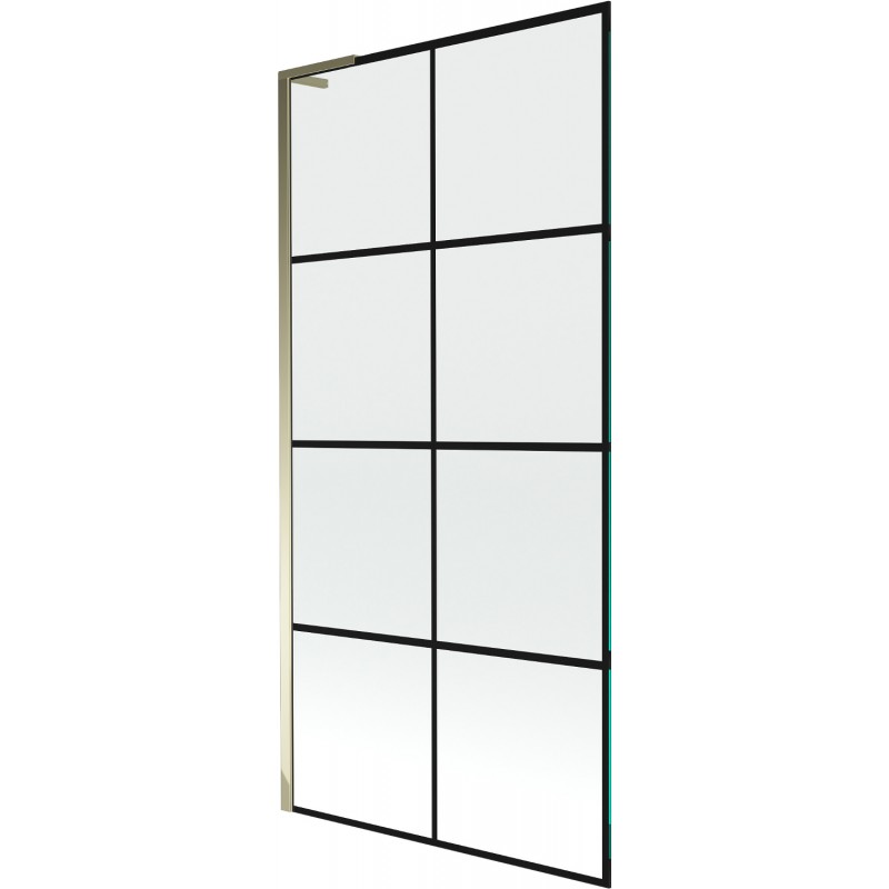 Mexen Next L egy szárnyú kádparaván 90 x 150 cm, fekete minta, arany - 895-090-000-03-77-50