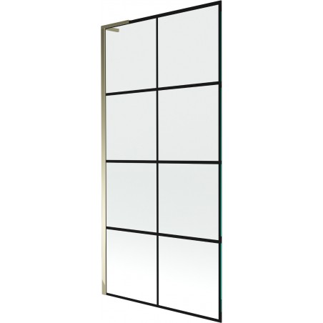 Mexen Next L paravan de baie 1-panou 90 x 150 cm, grilaj negru, auriu - 895-090-000-03-77-50