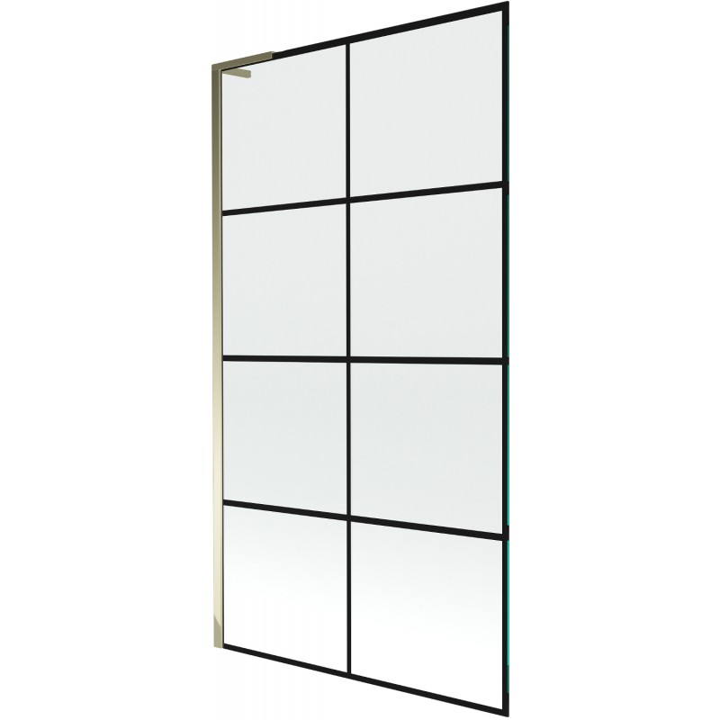 Mexen Next L paravan de baie cu 1 canat 100 x 150 cm, carouri negre, auriu - 895-100-000-03-77-50