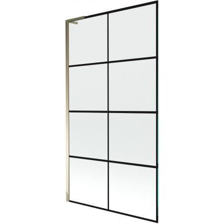 Mexen Next L paravan de baie cu 1 canat 100 x 150 cm, carouri negre, auriu - 895-100-000-03-77-50