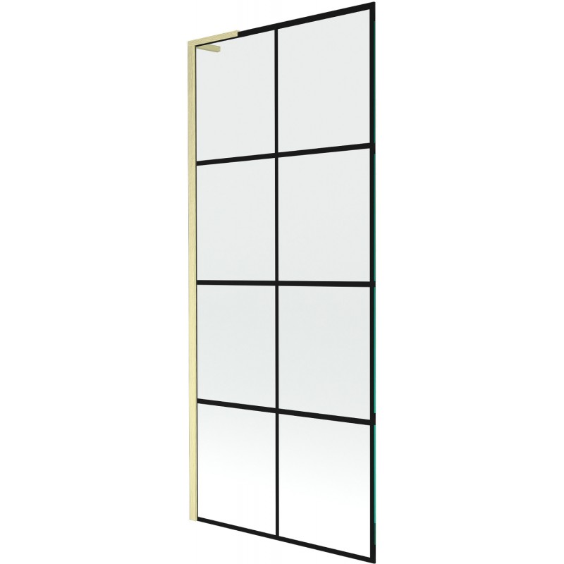 Mexen Next L paravan de baie cu 1 canat 80 x 150 cm, grilaj negru, auriu periat - 895-080-000-03-77-55