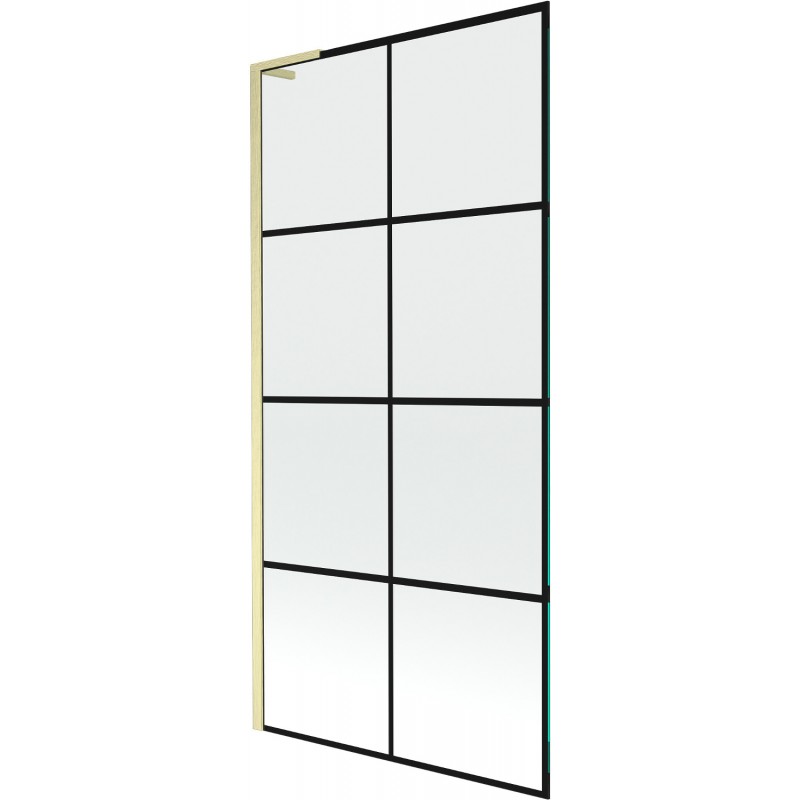 Mexen Next L paravan de cadă 1-panou 90 x 150 cm, model negru, auriu periat - 895-090-000-03-77-55