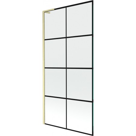 Mexen Next L paravan de cadă 1-panou 90 x 150 cm, model negru, auriu periat - 895-090-000-03-77-55