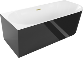 Cada Mia cădiță de baie freestanding colțar stânga 150 x 75 cm, alb/negru, preaplin aurit periat - 52691507575L-55