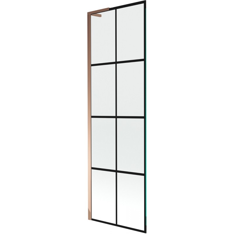 Mexen Next L paravan de cadă cu 1 canat 60 x 150 cm, grilaj negru, aur roz - 895-060-000-03-77-60