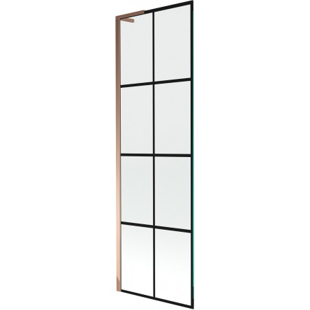 Mexen Next L fürdőkád paraván 1-szárnyú 60 x 150 cm, fekete rács, rózsaarany - 895-060-000-03-77-60