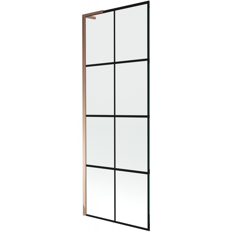 Mexen Next L paravan pentru cadă 1-foaie 70 x 150 cm, grilaj negru, aur roz - 895-070-000-03-77-60