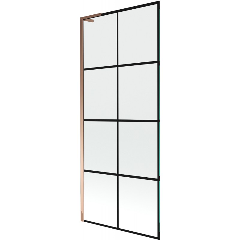 Paravan cadă Mexen Next L cu 1 panou, 80 x 150 cm, model negru, aur roz - 895-080-000-03-77-60