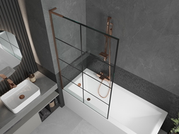 Mexen Next L paravan pentru cadă cu 1 canat 100 x 150 cm, model negru, aur roz - 895-100-000-03-77-60