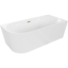 Cadă freestanding Mexen Mia colțară dreapta 150 x 75 cm, albă, cu preaplin auriu - 52691507500P-50