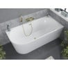 Cadă freestanding Mexen Mia colțară dreapta 150 x 75 cm, albă, cu preaplin auriu - 52691507500P-50