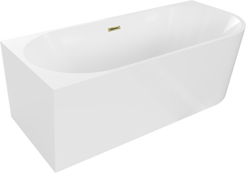 Cada Mia cadă freestanding colț stânga 160 x 75 cm, alb, cu preaplin aurie - 52691607500L-50